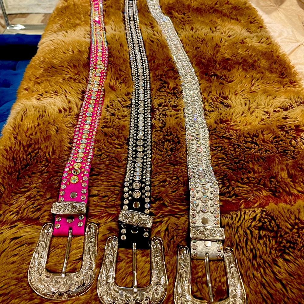 Genuine leather Swarovski crystal Kippys belts.